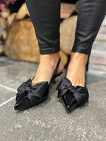 Black Kitten Heel Bow Shoes